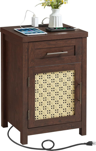 Boho rattan nightstand with - boho,