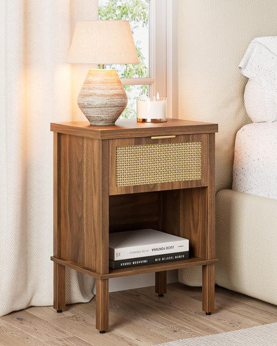 Boho rattan nightstand with - boho,