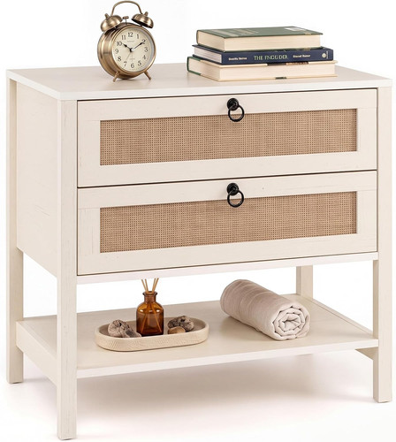 Rattan bedside table boho - bedside,