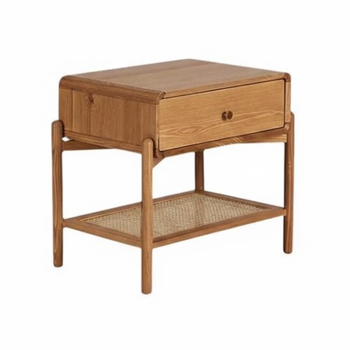 Bedside table rattan - table, shelf