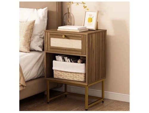 Rattan bedside table farmhouse - bedside,