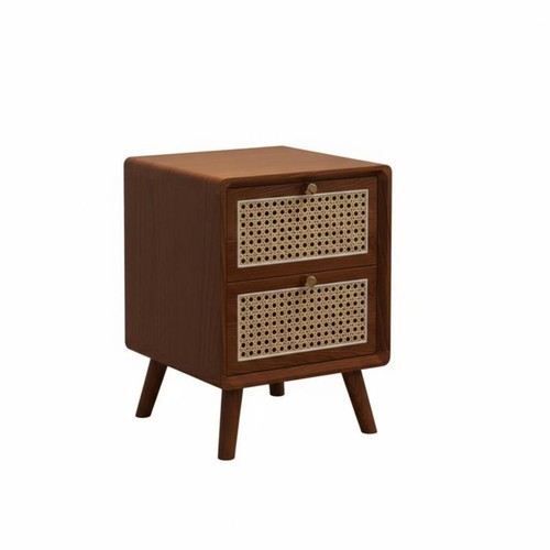 Bedside table rattan - table, drawer
