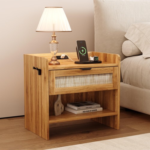 Boho rattan nightstand - boho,
