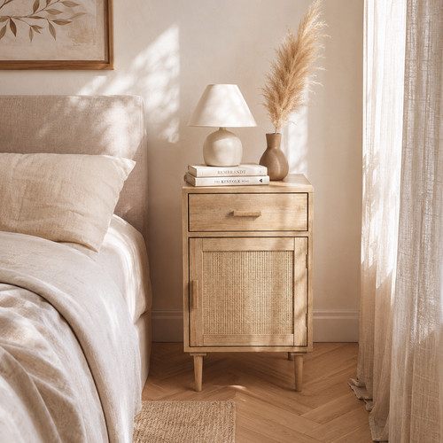Boho rattan bedside table - boho,